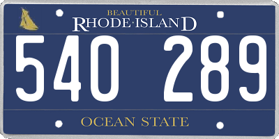 RI license plate 540289