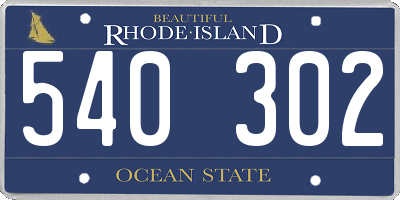 RI license plate 540302