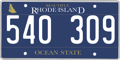RI license plate 540309