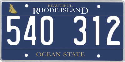 RI license plate 540312