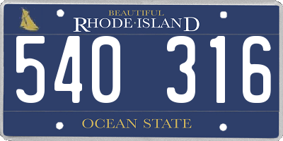RI license plate 540316