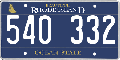 RI license plate 540332