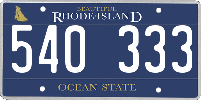 RI license plate 540333