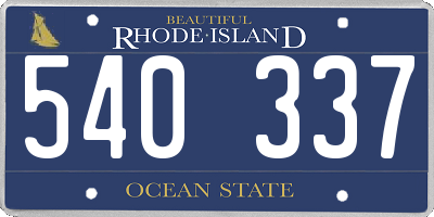 RI license plate 540337