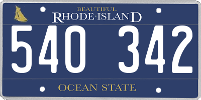 RI license plate 540342