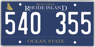 RI license plate 540355
