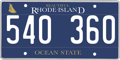 RI license plate 540360
