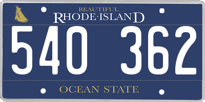 RI license plate 540362