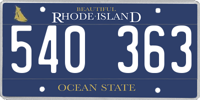 RI license plate 540363