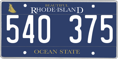 RI license plate 540375