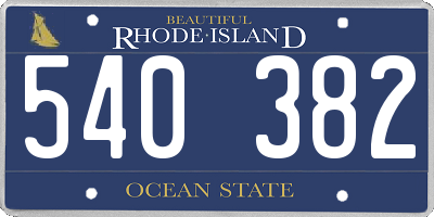 RI license plate 540382