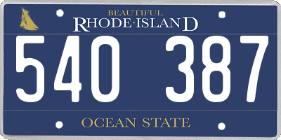 RI license plate 540387