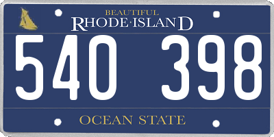 RI license plate 540398