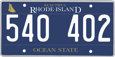 RI license plate 540402