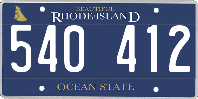 RI license plate 540412