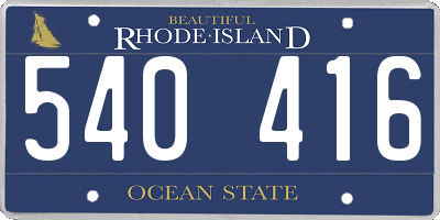 RI license plate 540416
