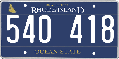 RI license plate 540418