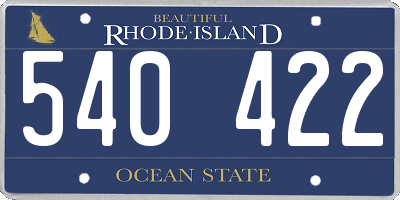 RI license plate 540422