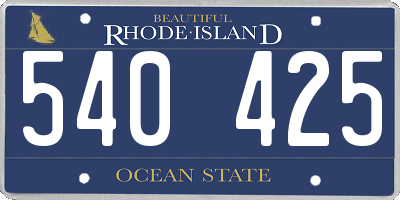RI license plate 540425