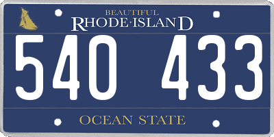 RI license plate 540433