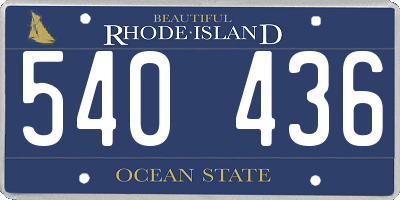 RI license plate 540436