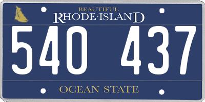 RI license plate 540437