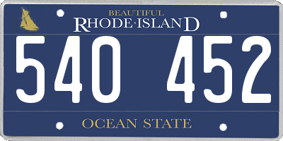 RI license plate 540452