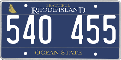 RI license plate 540455