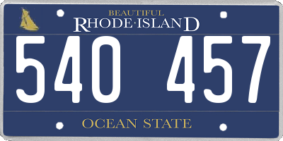 RI license plate 540457