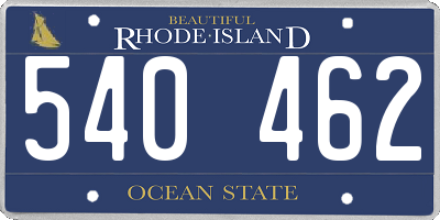 RI license plate 540462