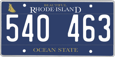 RI license plate 540463