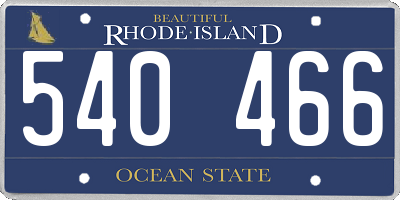 RI license plate 540466