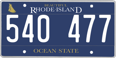 RI license plate 540477