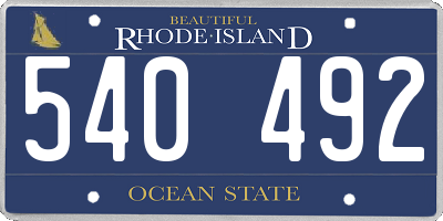 RI license plate 540492