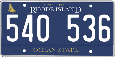 RI license plate 540536