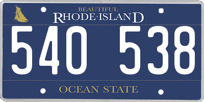 RI license plate 540538