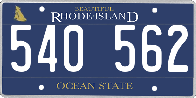 RI license plate 540562