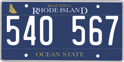 RI license plate 540567