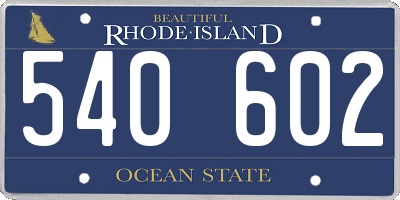 RI license plate 540602