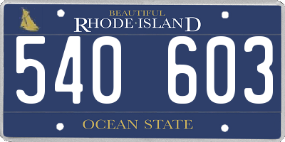 RI license plate 540603