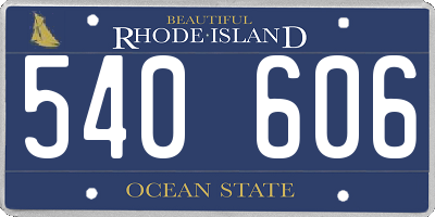 RI license plate 540606