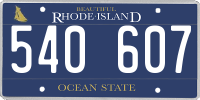RI license plate 540607