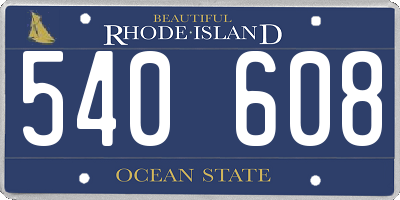 RI license plate 540608