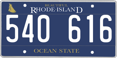 RI license plate 540616