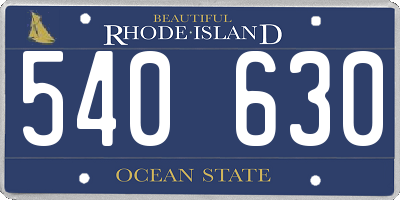 RI license plate 540630