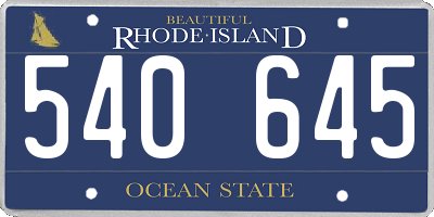 RI license plate 540645