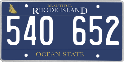 RI license plate 540652