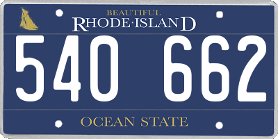 RI license plate 540662