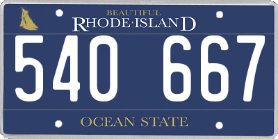 RI license plate 540667