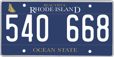 RI license plate 540668